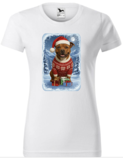 Vánoční tričko dámské  se stafordem3